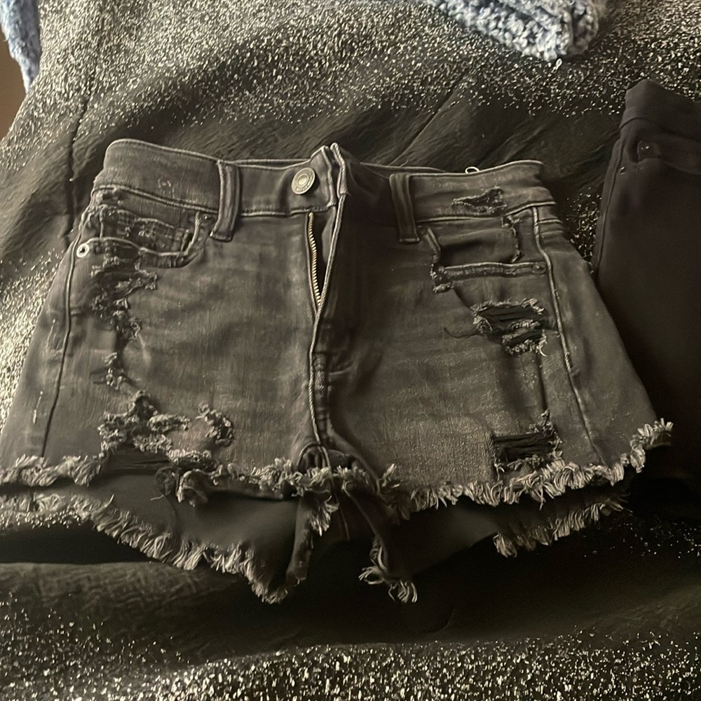 Black denim American Eagle shorts